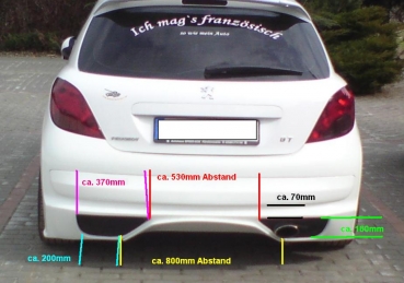 Preview: Heck Stoßstange hinten Heckschürze passend für Peugeot 207