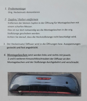 Preview: Heckdiffusor Diffusor Ansatz passend für Peugeot 208 -6/19 ohne Endrohr