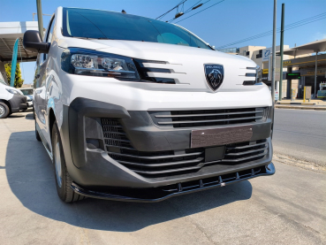 Preview: Frontspoiler passend für Peugeot Expert III, Traveller, Fiat Scudo, Citroen Jumpy III, SpaceTourer, Opel Vivaro C, Zafira Life, Toyota ProAce in GLANZ SCHWARZ alle Facelift ab 2024-