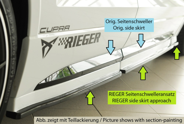 Rieger Satz Seitenschwelleransätze passend für Seat Ateca Cupra mattschwarz