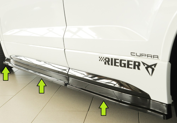 Rieger Satz Seitenschwelleransätze passend für Seat Ateca Cupra glanzschwarz