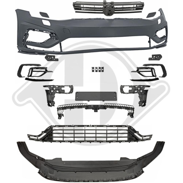 Front Stoßstange vorne in Facelift Optik passend für VW Golf 7 12-17 nicht GTI R R-Line 2216351 mit ABE