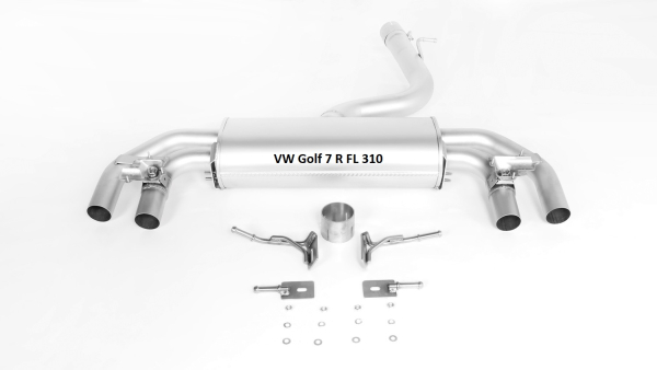 REMUS 4-Rohr Klappen-Abgasanlage AxleBack für VW Golf 7 R 300/310 incl Facelift und incl Endrohre
