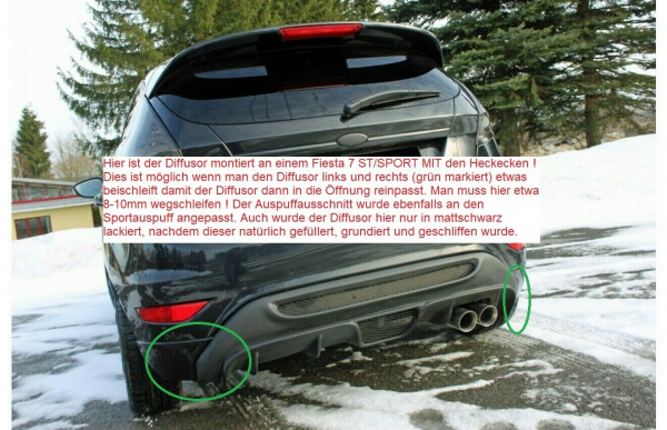 Heckdiffusor Diffusor Ansatz passend für Ford Fiesta VII