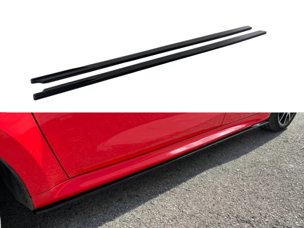 Seitenschweller passend für Toyota Yaris und GR Sport 2020- in GLANZ SCHWARZ