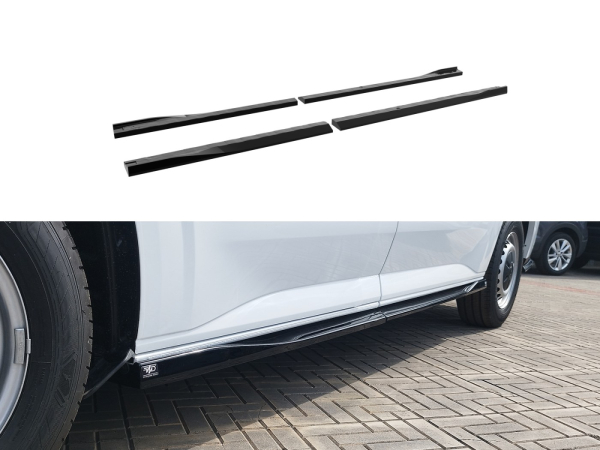 Seitenschweller passend für Ford Transit Custom 10/2023 und VW T7 kurzer Radstand in GLANZ SCHWARZ