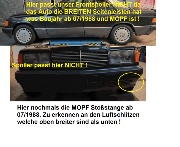 Frontspoiler passend für Mercedes 190er W201 bis 06/1988 VorMOPF