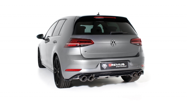 REMUS 4-Rohr Klappen-Abgasanlage AxleBack für VW Golf 7 R 300/310 incl Facelift und incl Endrohre