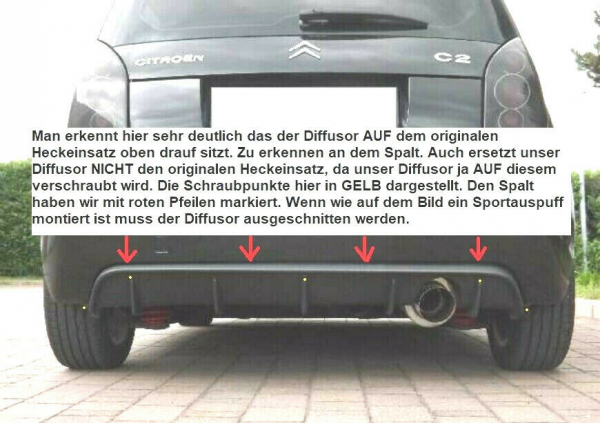 Heckdiffusor Diffusor Ansatz passend für Citroen C2 B-Ware 2.Wahl